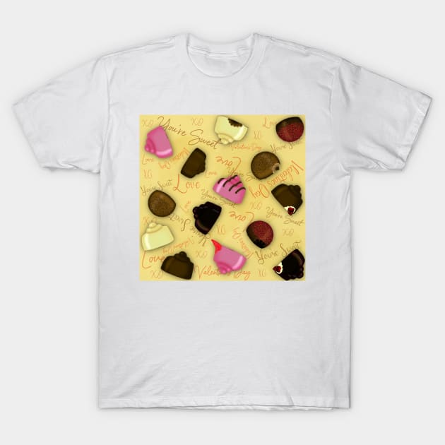 Sweet Valentine - Valentine's Day Candy Pattern T-Shirt by ButterflyInTheAttic